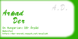 arpad der business card